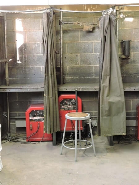 Welding classroom where students learn before receiving job placement assistance
